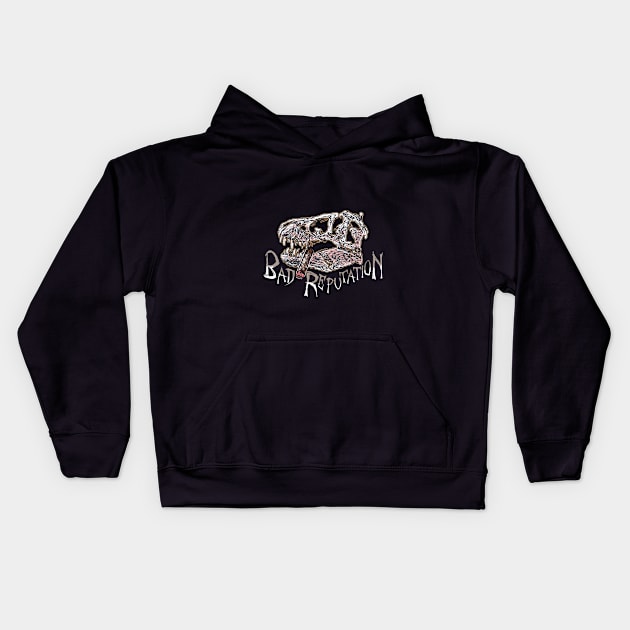 Bad Reputation T-Rex Skull dark version Kids Hoodie by ZoeysGarage